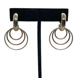 Vintage Gold & Silver Triple Hoop Clip-On Earrings